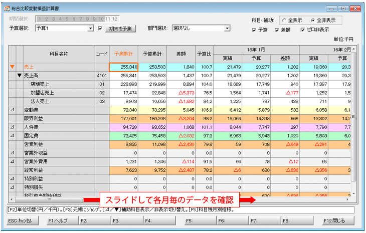 画像：総合比較変動損益計算書