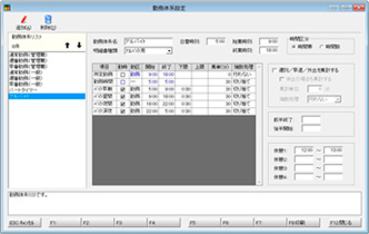 アルバイト（時給者）勤務体系設定