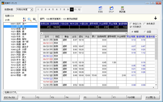 画像：就業管理機能