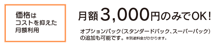 月額3,000円のみでOK